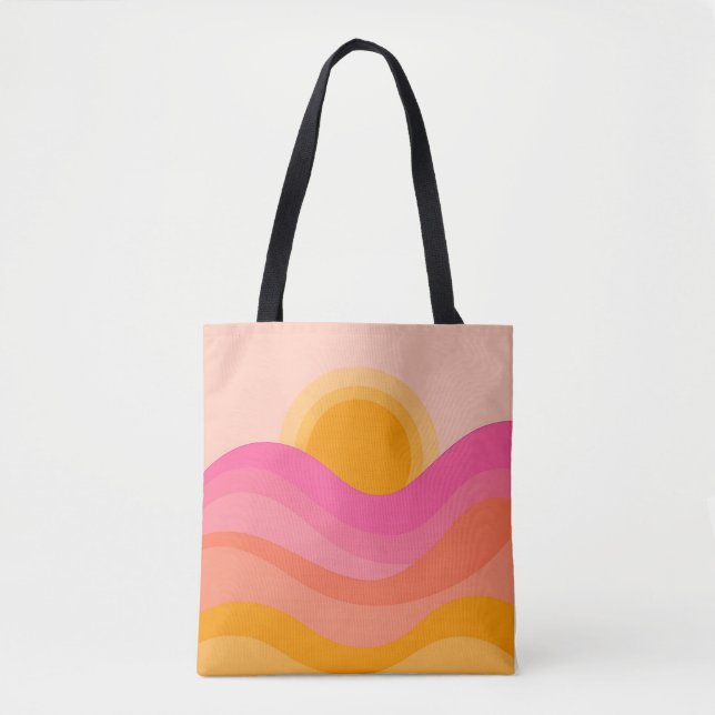 Abstract Sunset Tote Bag | Pastel Wave Tygkasse (Framsida)