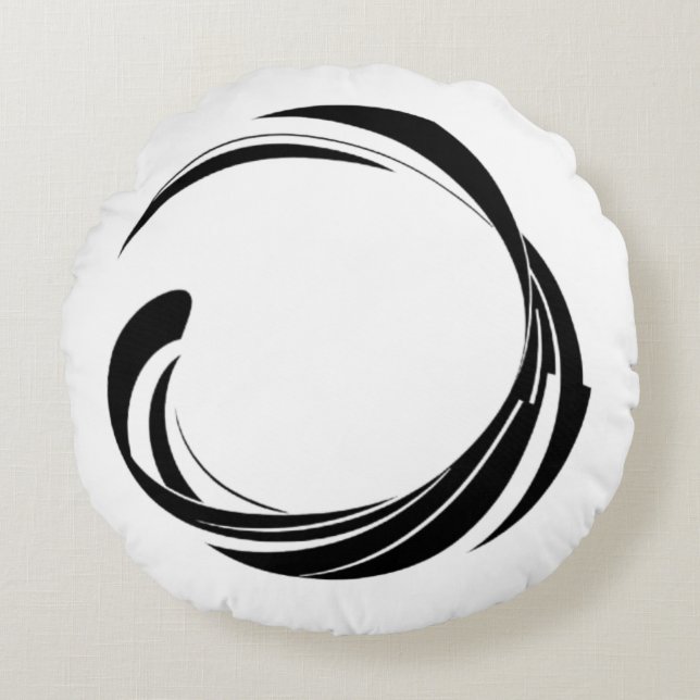 Abstract Swirl Circle Design – curved ring artwork Rund Kudde (Framsidan)