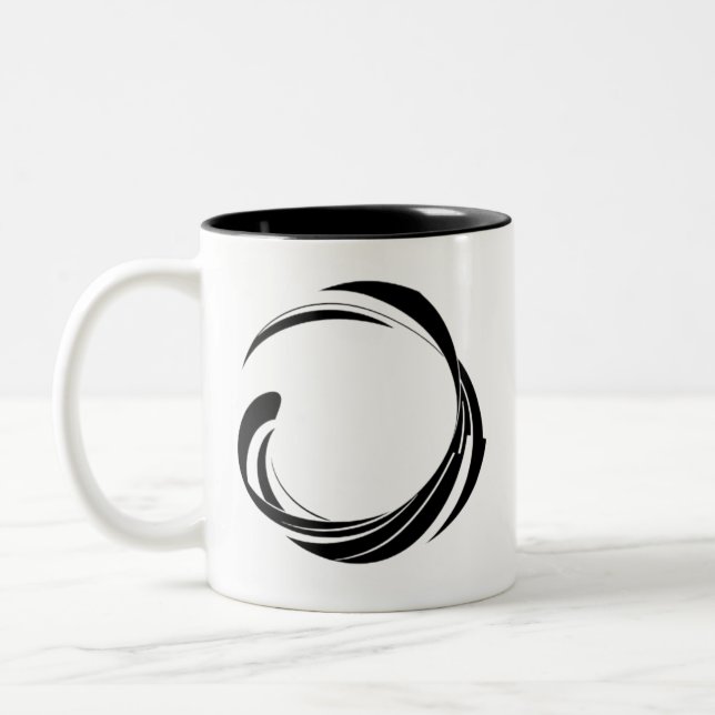 Abstract Swirl Circle Design – curved ring artwork Två-Tonad Mugg (Vänster)