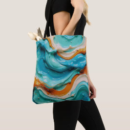 Abstract Swirling Teal and Orange Glossy Fluid Tygkasse