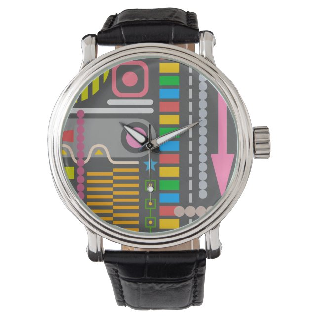 Abstract Technology Control Panel Pattern Armbandsur (Framsida)