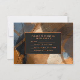 Abstract Terracotta RSVP Card Wedding Unique OSA Kort