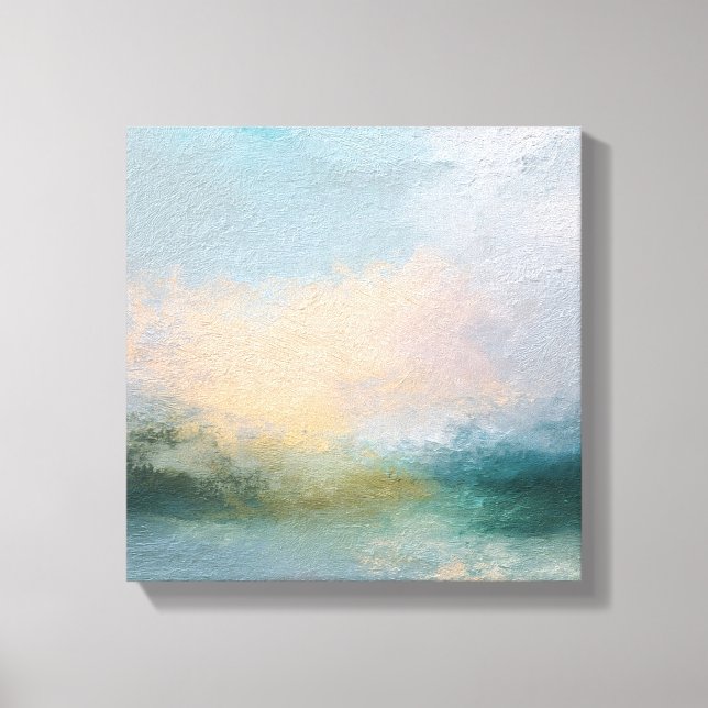 Abstract Textured Canvas Art | Ethereal Teal,Peach (Framsida)