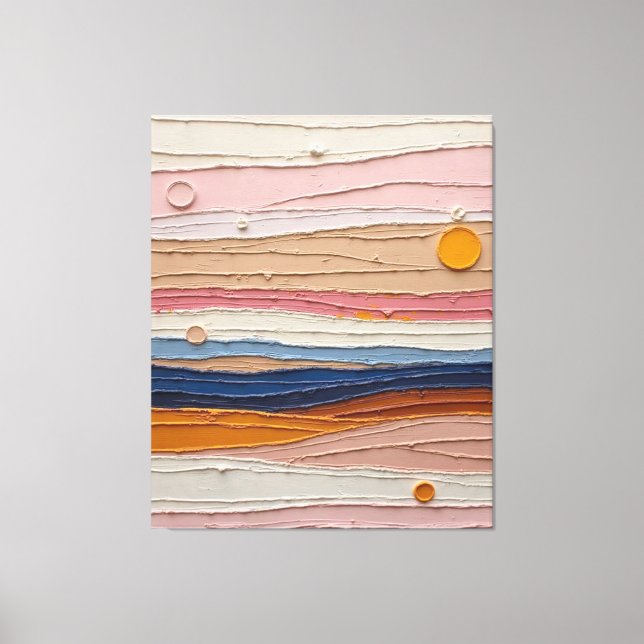 Abstract Textured Landscape Art – Colorful Layered Canvastryck (Framsida)