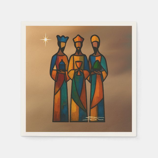 Abstract Three Wise Men Pappersservett (Framsidan)