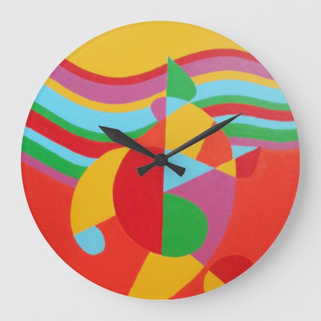 Abstract Time in Technicolor Round Clock Stor Klocka (Framsida)