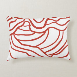 Abstract Topographic Line Art – Red Contour Map-In Prydnadskudde