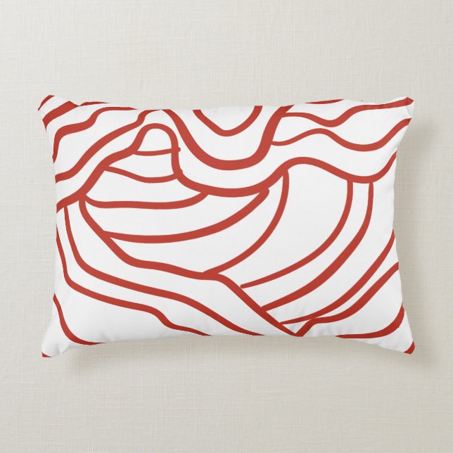 Abstract Topographic Line Art – Red Contour Map-In Prydnadskudde (Framsidan)
