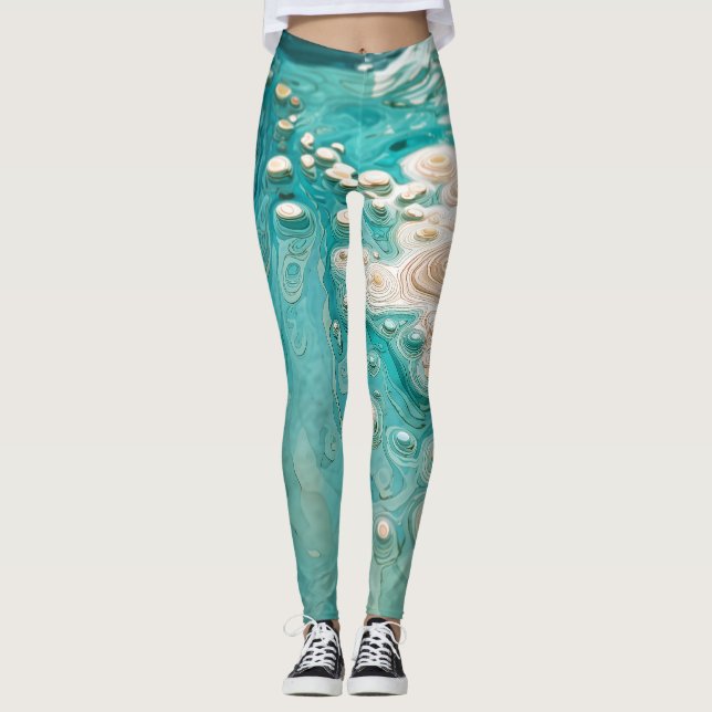 Abstract Topographic Ocean Art Leggings (Framsida)