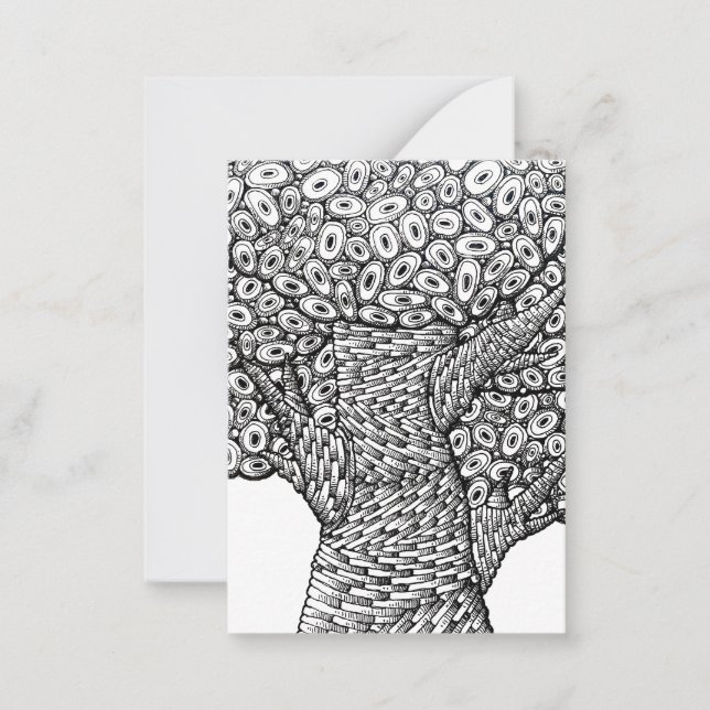 Abstract Tree Drawing Oval Shapes Design Anteckningskort (Framsida)