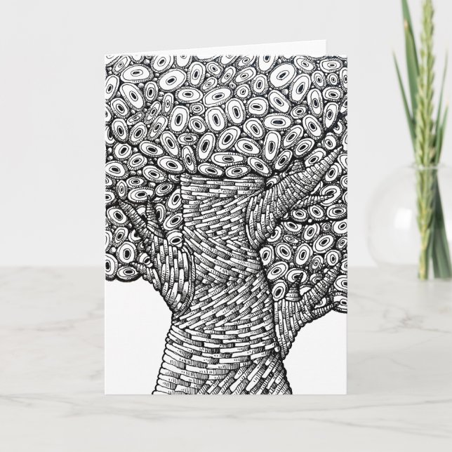 Abstract Tree Drawing Oval Shapes Design Card Kort (Framsida)