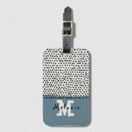 Abstract trendy minimal hand sketched Monogram Bagagebricka