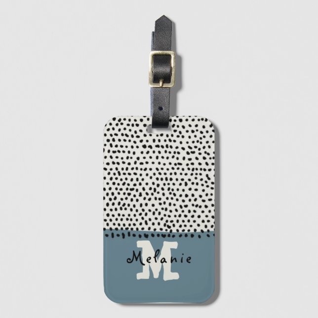 Abstract trendy minimal  hand sketched Monogram  Bagagebricka (Framsida vertikal)