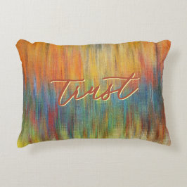Abstract "Trust" Multicolored Accent Pillow Prydnadskudde