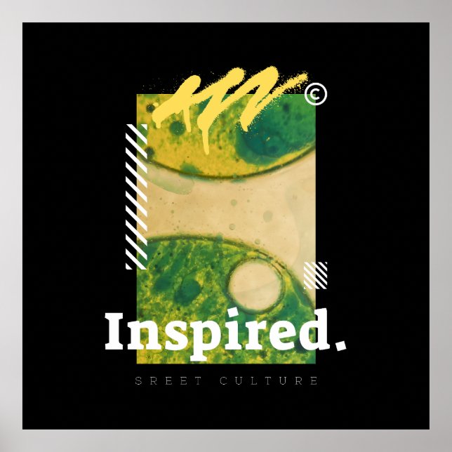 Abstract Urban Art Green & Yellow Aesthetic Poster (Framsidan)