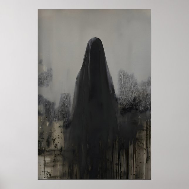 Abstract Veiled Person Gothic Art Printable Poster (Framsidan)