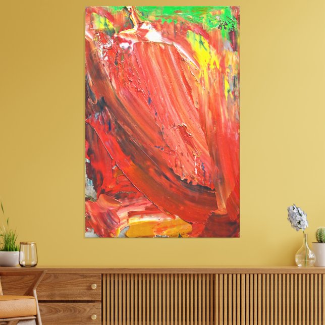 Abstract Vertical Gesture in Red Canvastryck (Insitu (Vardagsrum))