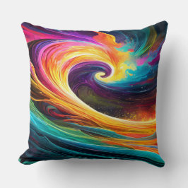 Abstract Vibrant Wave Throw Pillow Kudde
