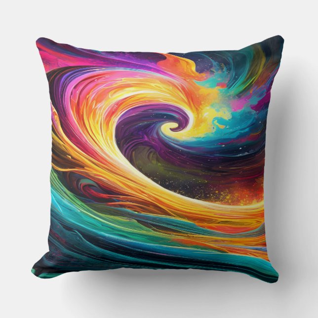 Abstract Vibrant Wave Throw Pillow Kudde (Framsida)