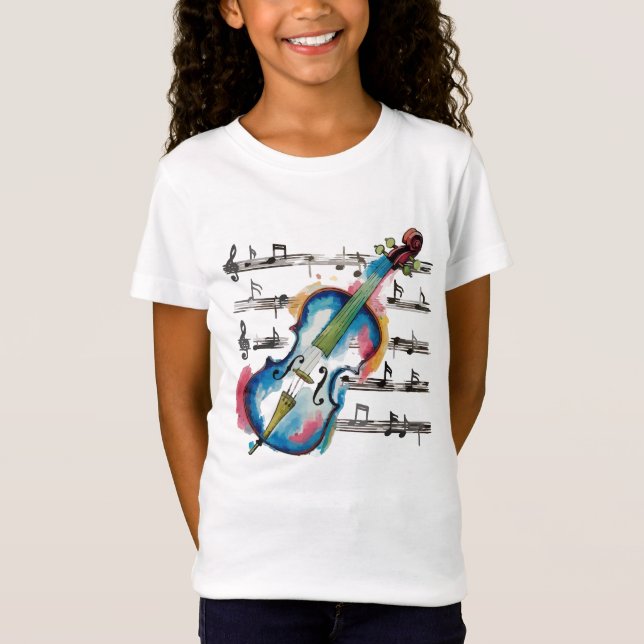 Abstract Violin Girls' Jersey T Shirt (Framsida)