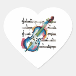 Abstract violin heart-shaped stickers hjärtformat klistermärke