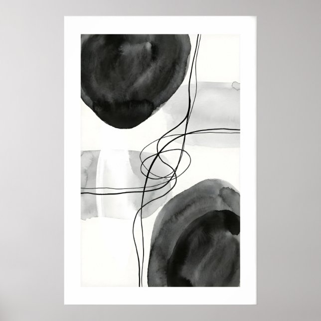Abstract Wall Art Print Graphite Circles and Fine Poster (Framsidan)