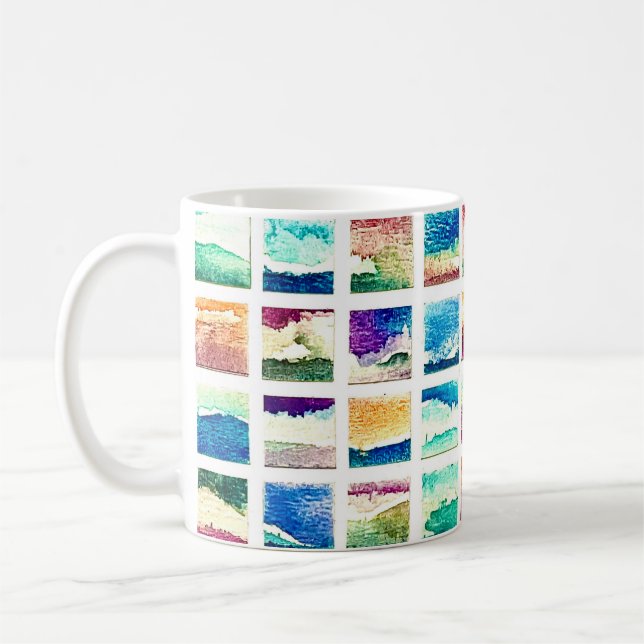 Abstract Watercolor Cloud Squares Kaffemugg (Vänster)