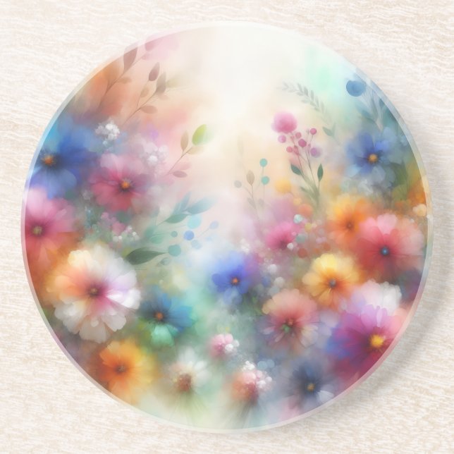 Abstract Watercolor Florals Coaster Underlägg (Framsidan)