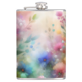 Abstract Watercolor Florals Flask Fickplunta
