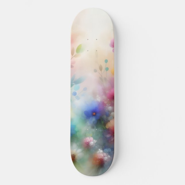 Abstract Watercolor Florals Skateboard (Framsida)