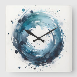 abstract watercolor ring square wall clock fyrkantig klocka