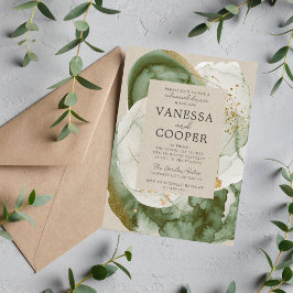 Abstract Watercolor Sage Green Rehearsal Dinner Inbjudningar