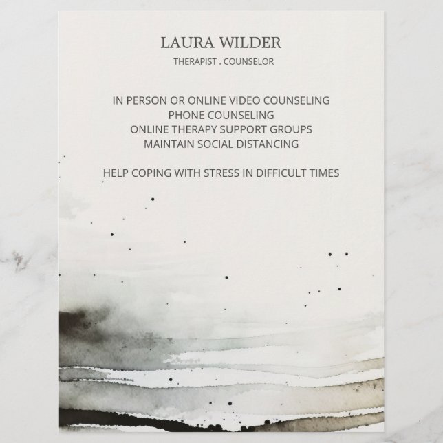Abstract Watercolor Therapist Counselor Reklamblad (Framsidan)