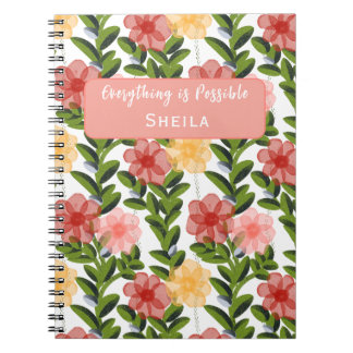 Abstract Watercolour Florals Notebook Anteckningsbok