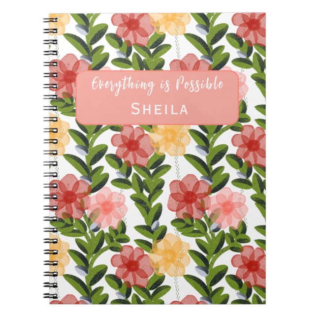 Abstract Watercolour Florals Notebook Anteckningsbok (Framsidan)