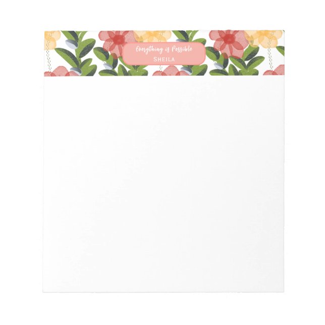 Abstract Watercolour Florals Notepad Anteckningsblock (Framsida)