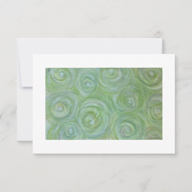 Abstract white and green roses hand-drawn notecard inbjudningar (Framsida)