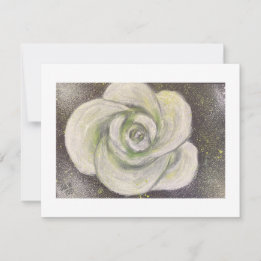 Abstract White Rose on black background card Inbjudningar