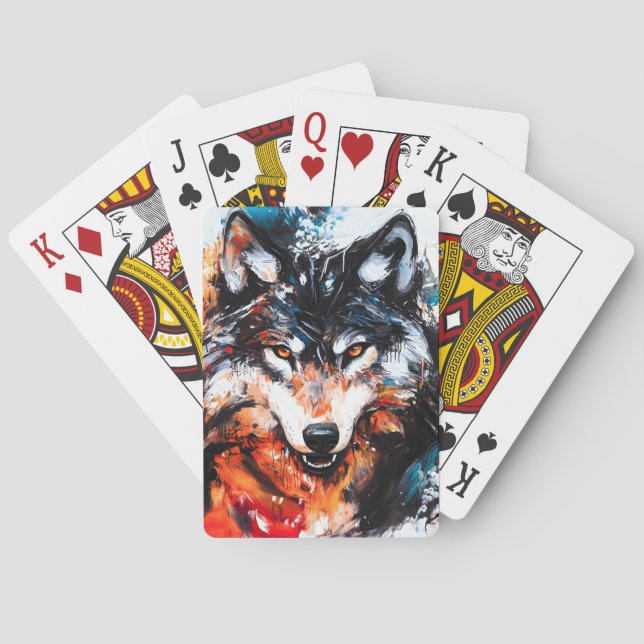 Abstract Wild Spirit Wolf Casinokort (Baksidan)