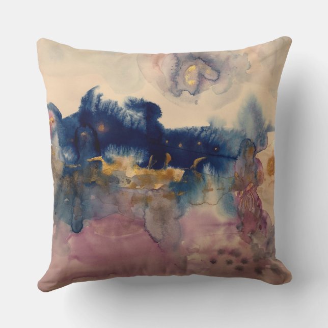 abstract with blue and pink pillow kudde (Baksida)