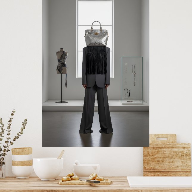 Abstract woman with bag on head poster (Kök)