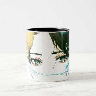 abstract women face Två-Tonad mugg