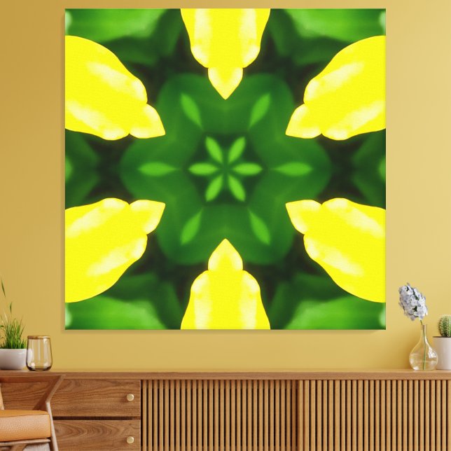 ABSTRACT YELLOW AND GREEN DRAWING. SAMER BRASIL. 3 CANVASTRYCK (Insitu (Vardagsrum))