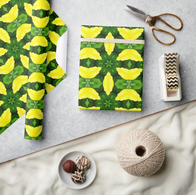 ABSTRACT YELLOW AND GREEN DRAWING. SAMER BRASIL. 3 PRESENTPAPPER (Hantverk)