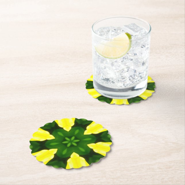 ABSTRACT YELLOW AND GREEN DRAWING. SAMER BRASIL. 3 UNDERLÄGG PAPPER (Insitu)