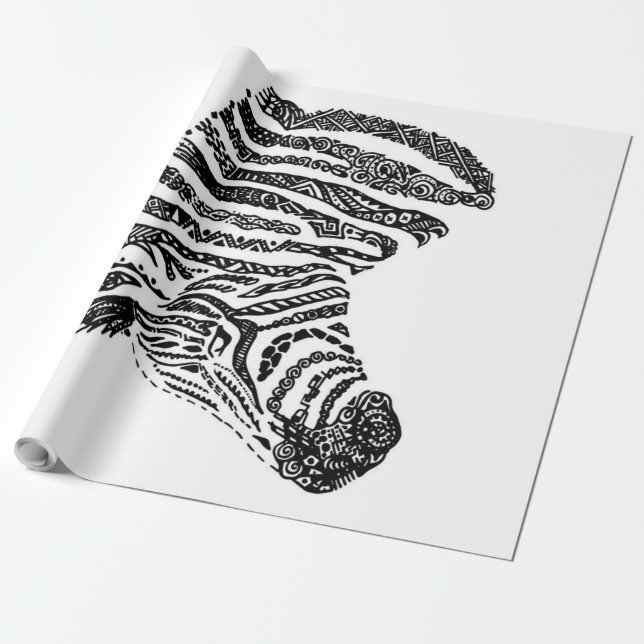 Abstract Zebra Canvas Black White Presentpapper (Utrullad)