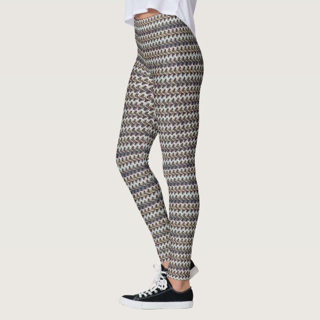 Abstract Zigzag Texture Pattern Design 1311 Leggings (Vänster)