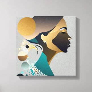 Abstrake Eleganz in Blaugrün und gold # 1 Canvastryck