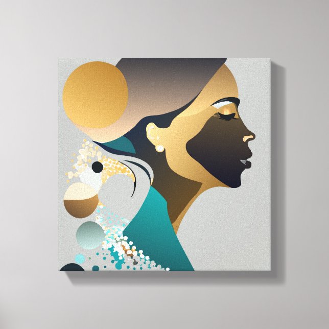 Abstrake Eleganz in Blaugrün und gold # 1 Canvastryck (Framsida)