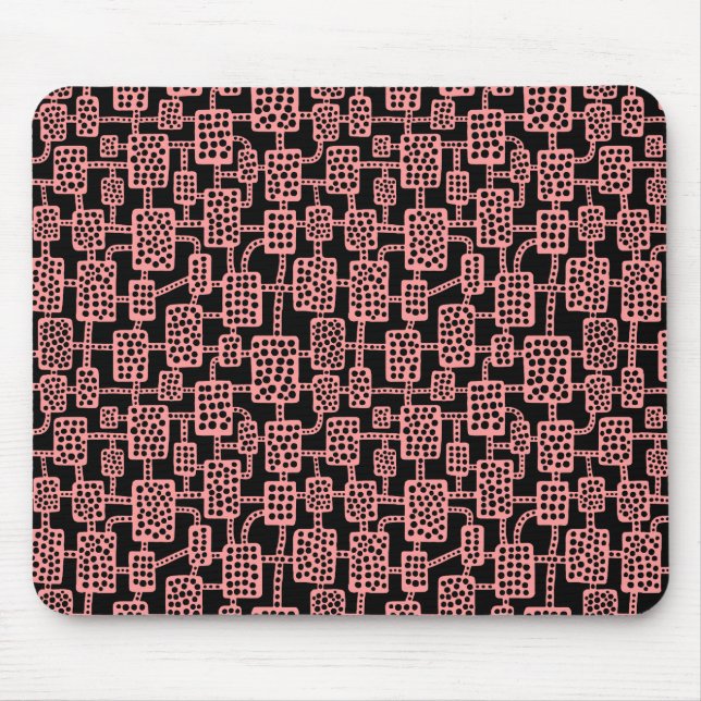 Abstrakt 041113 - Mjuk Rosa på svart Musmatta (Framsidan)